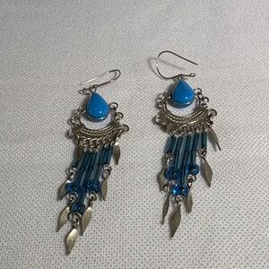 Elegant Blue and Silver Chandelier Earrings